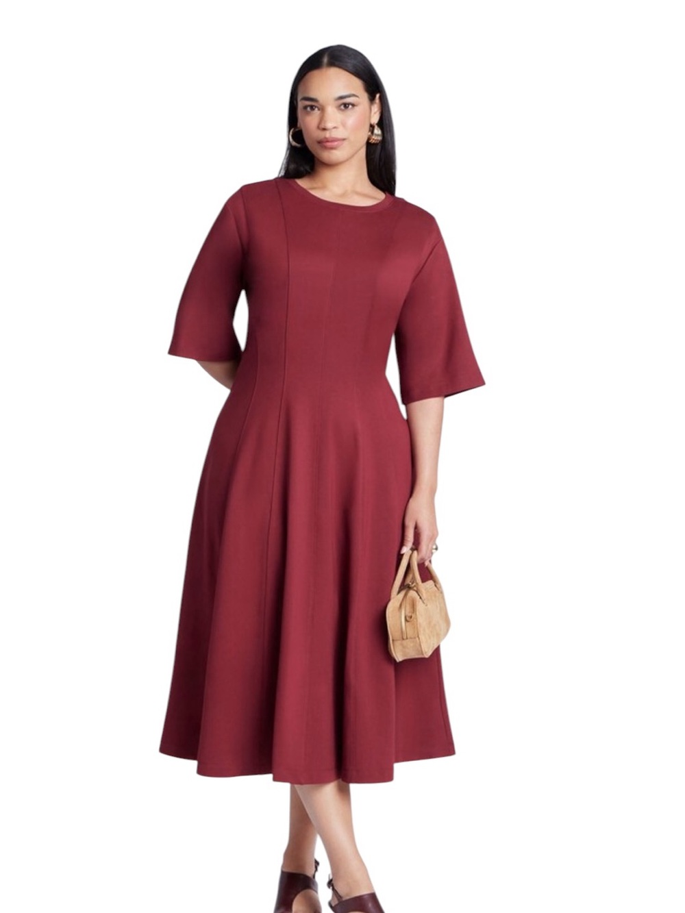 Eloquii Fit-and-Flare Midi Dress